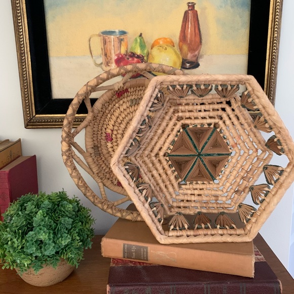 Two Vintage Boho Baskets